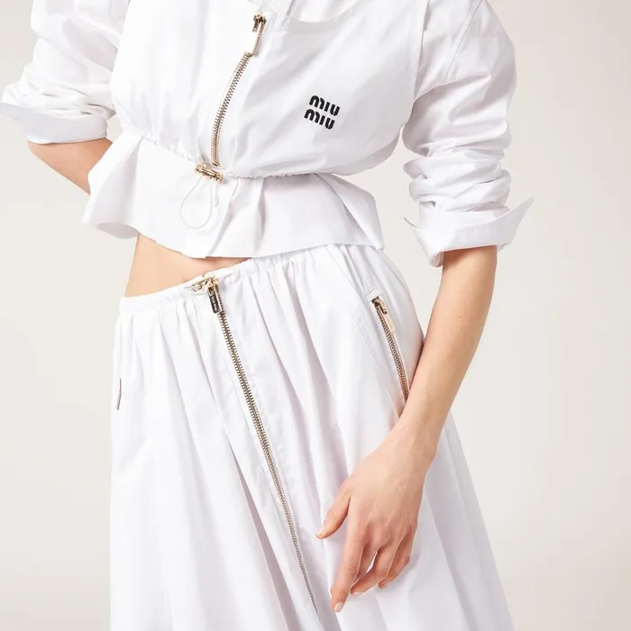 Women Skirts Miu Miu Long Poplin Skirt White Women Skirts Miu Miu Long Poplin Skirt White