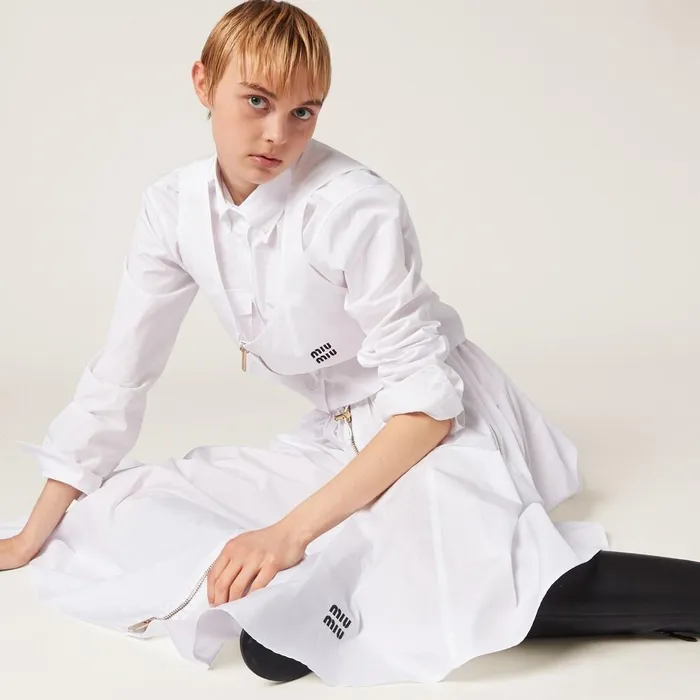 Women Skirts Miu Miu Long Poplin Skirt White Women Skirts Miu Miu Long Poplin Skirt White