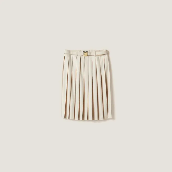 Women Skirts Miu Miu Pleated Batavia Skirt Natural