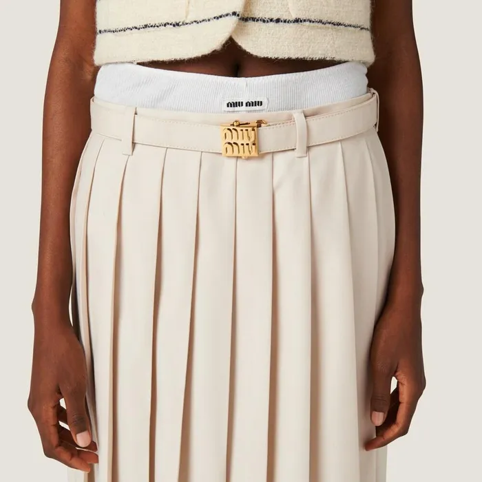 Women Skirts Miu Miu Pleated Batavia Skirt Natural Women Skirts Miu Miu Pleated Batavia Skirt Natural