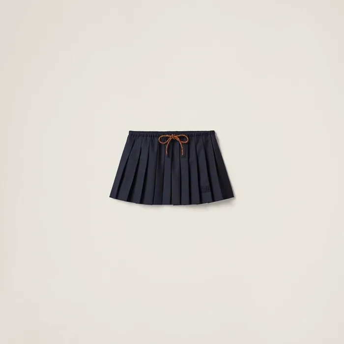 Women Skirts Miu Miu Pleated Batavia Skirt Navy