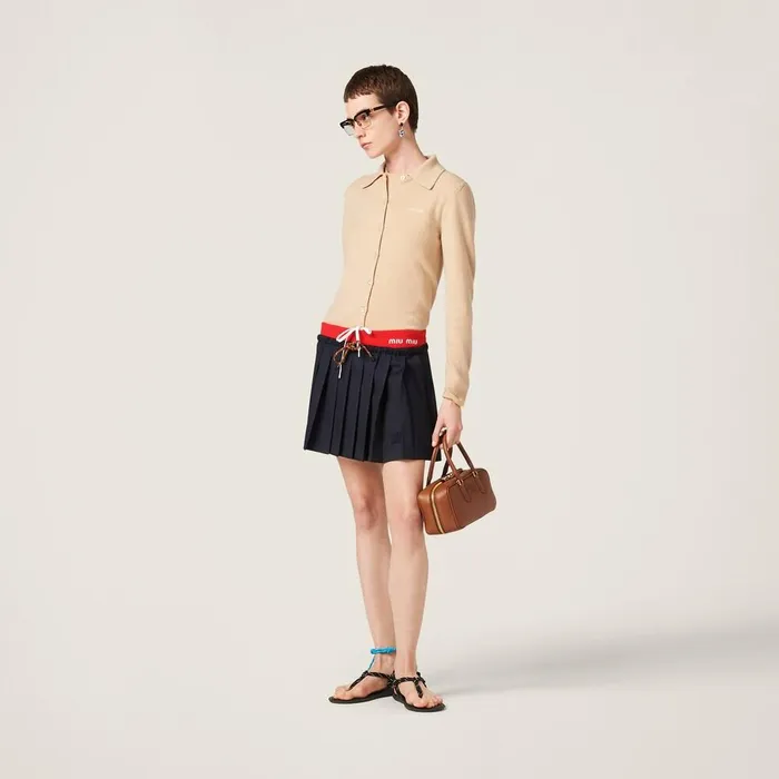 Women Skirts Miu Miu Pleated Batavia Skirt Navy Women Skirts Miu Miu Pleated Batavia Skirt Navy