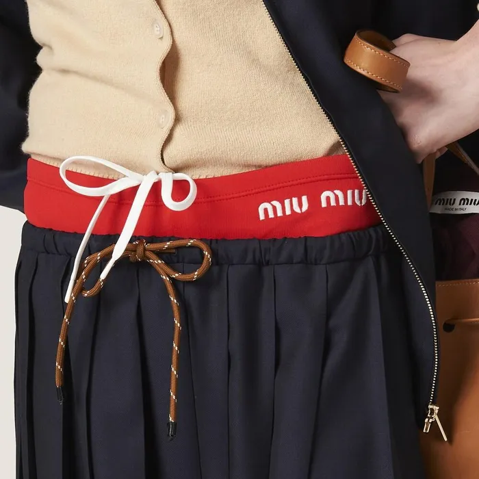 Women Skirts Miu Miu Pleated Batavia Skirt Navy Women Skirts Miu Miu Pleated Batavia Skirt Navy
