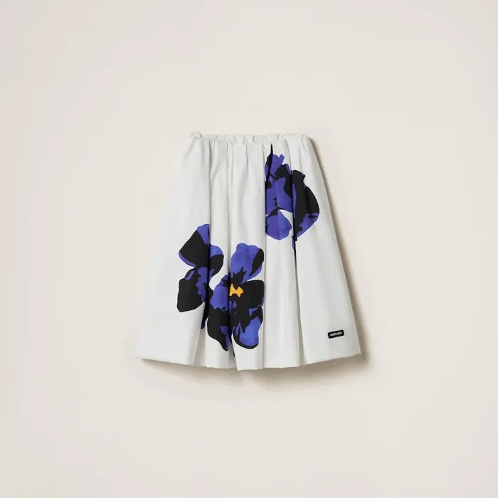 Women Skirts Miu Miu Poplin And Jersey Printed Skirt Whitepurple