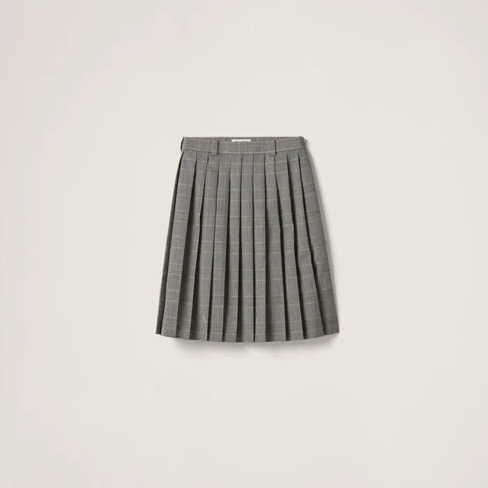 Women Skirts Miu Miu Prince Of Wales Check Pleated Skirt Cinnamon