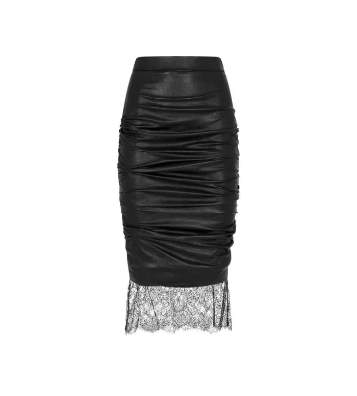 Women Skirts Tom Ford Faux Leather Ruched Skirt Black