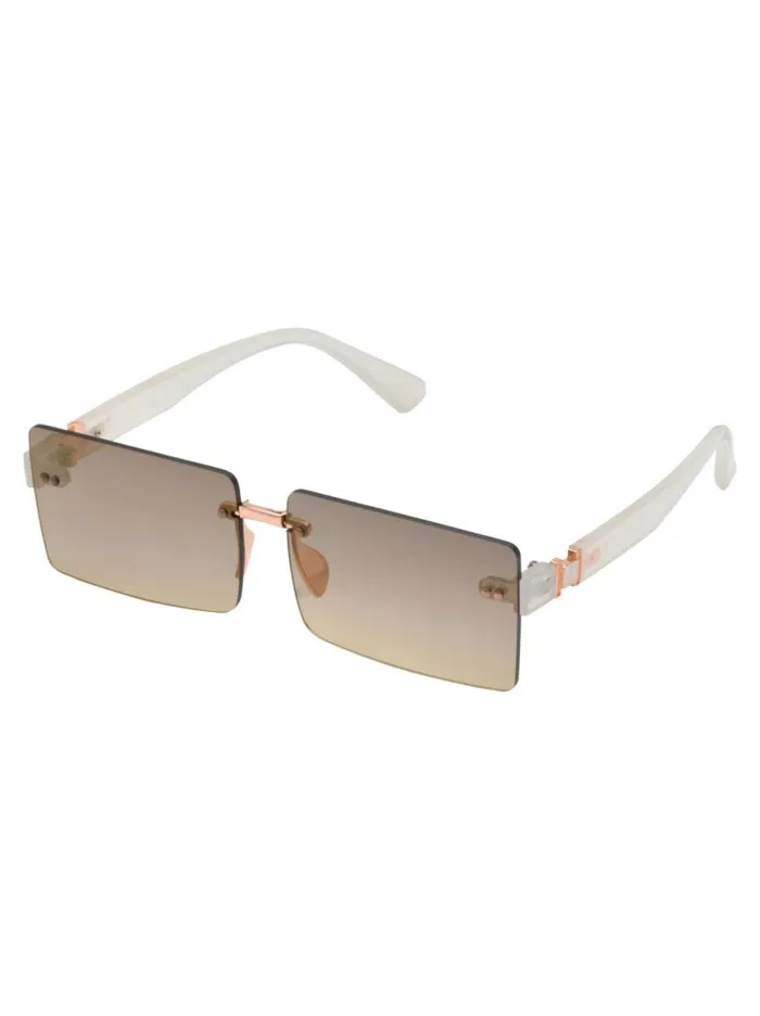 Women Sleek Rectangular Metal Sunglasses In Rose Gold and Cream Jessica Simpson Sunglasses