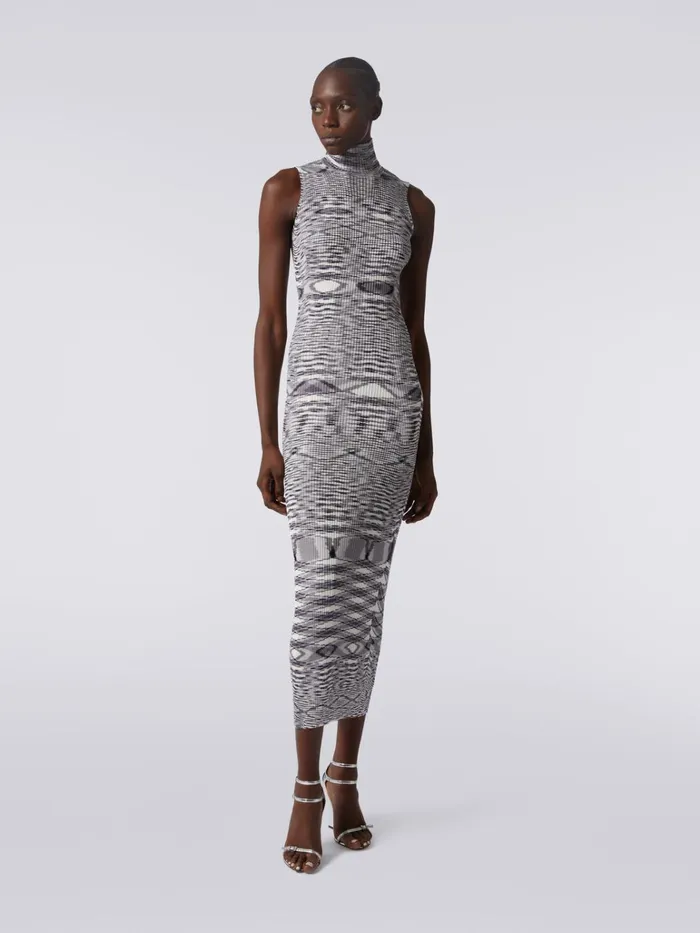 Women Slub Viscose Blend Long Dress With Ribbing Purple Missoni Dresses Women Slub Viscose Blend Long Dress With Ribbing Purple Missoni Dresses