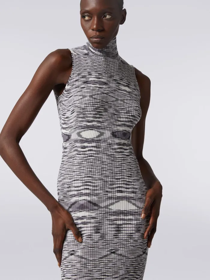 Women Slub Viscose Blend Long Dress With Ribbing Purple Missoni Dresses Women Slub Viscose Blend Long Dress With Ribbing Purple Missoni Dresses