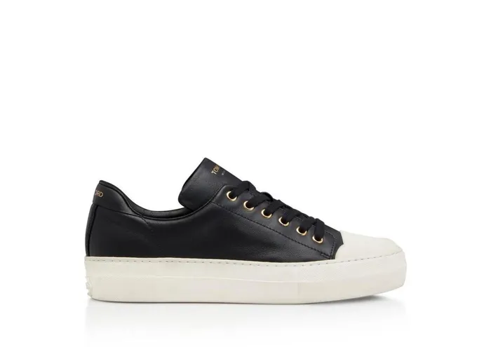 Women Sneakers Tom Ford Smooth Leather City Low Top Sneakers Black
