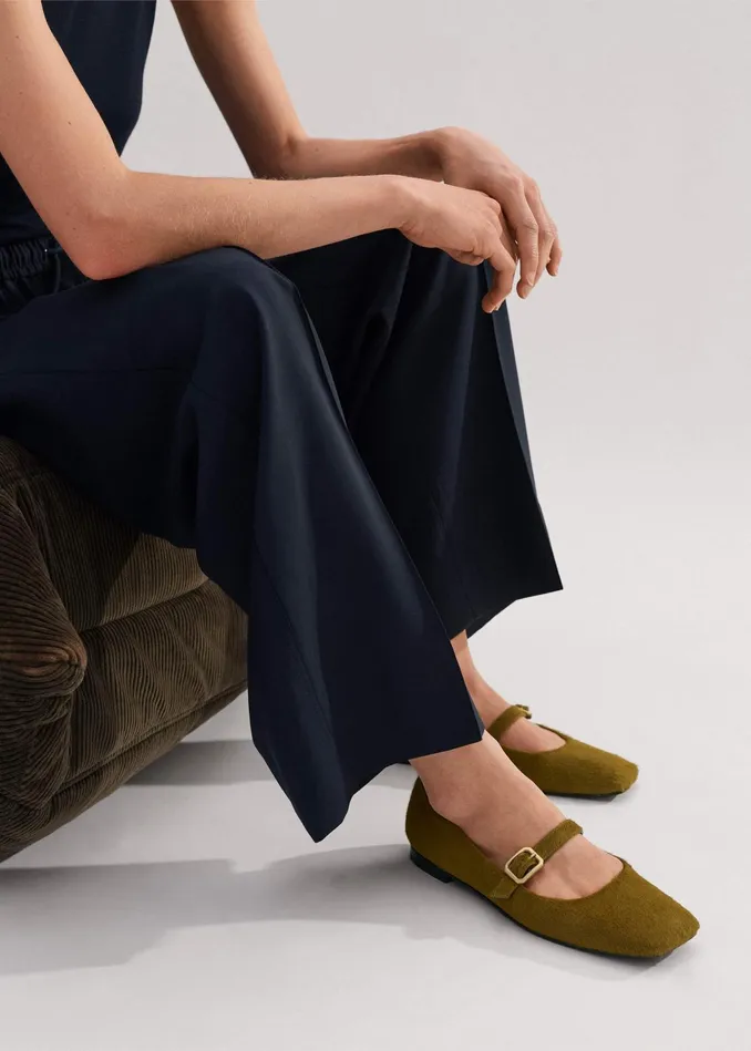 Women Square Toe Ballerina Flat Olive MEEM