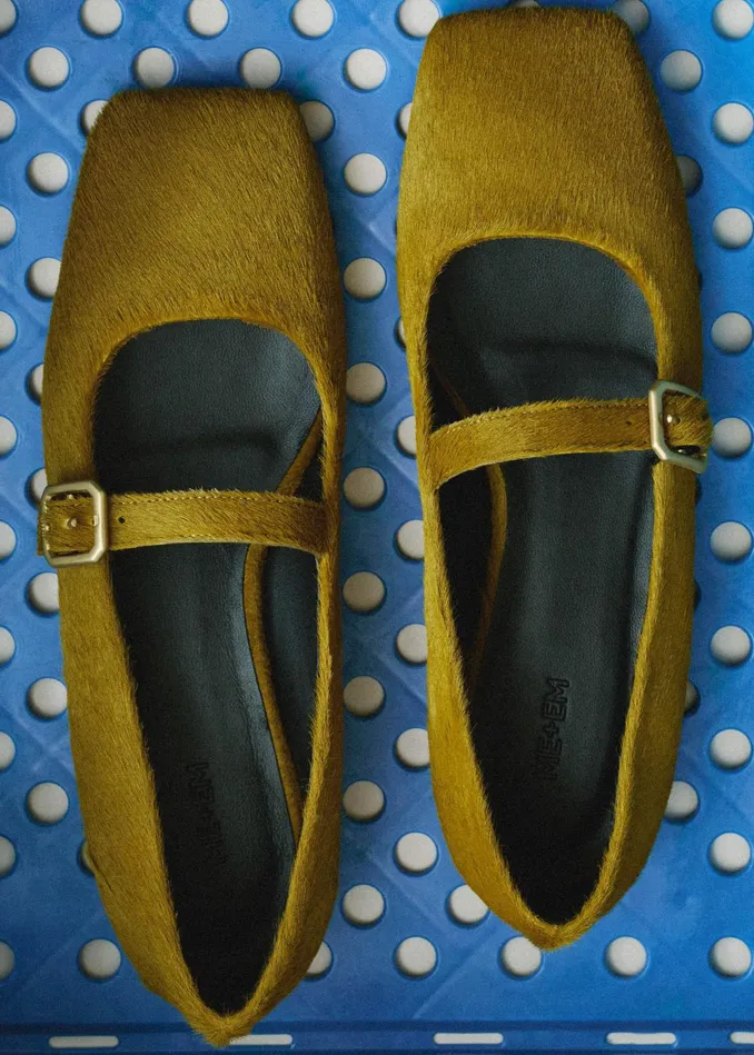 Women Square Toe Ballerina Flat Olive MEEM