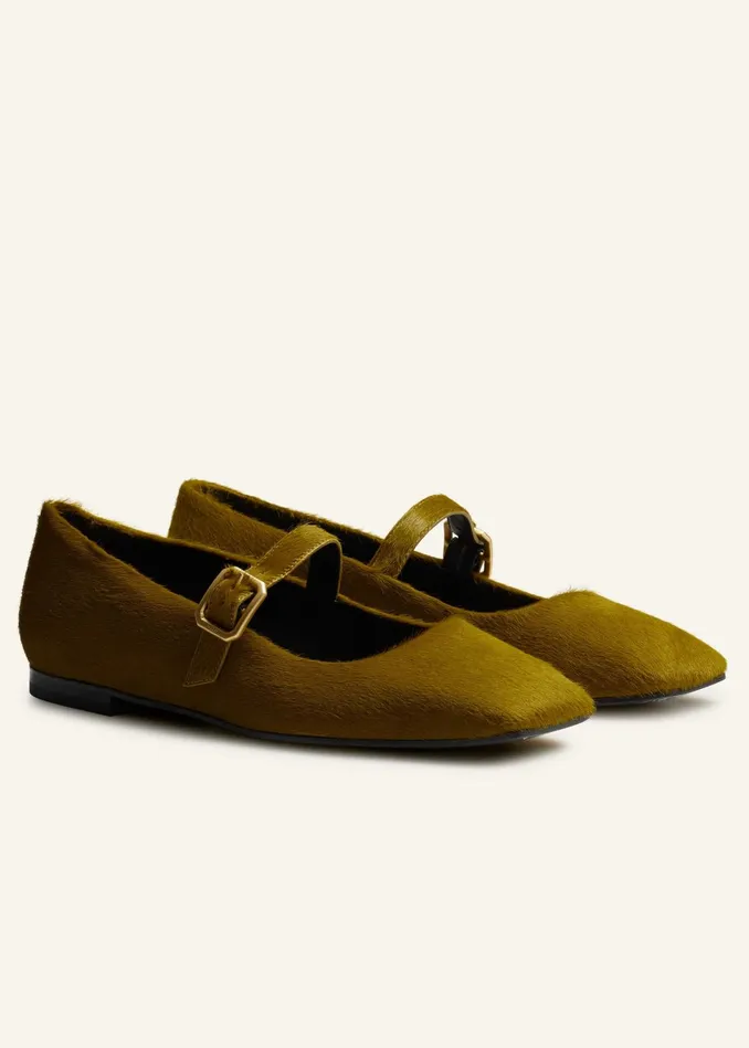 Women Square Toe Ballerina Flat Olive MEEM