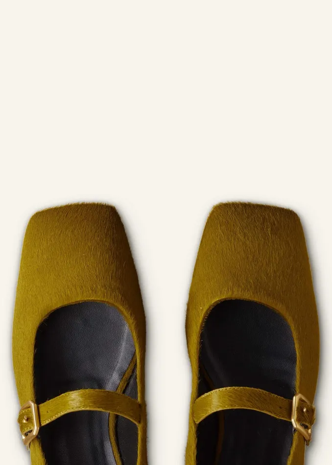 Women Square Toe Ballerina Flat Olive MEEM