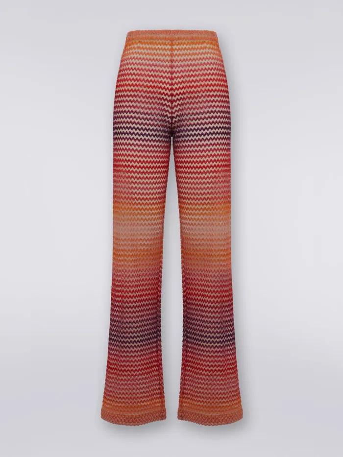 Women Straight Trousers In Tulle With Multicoloured Zigzag Pink Missoni Trousers