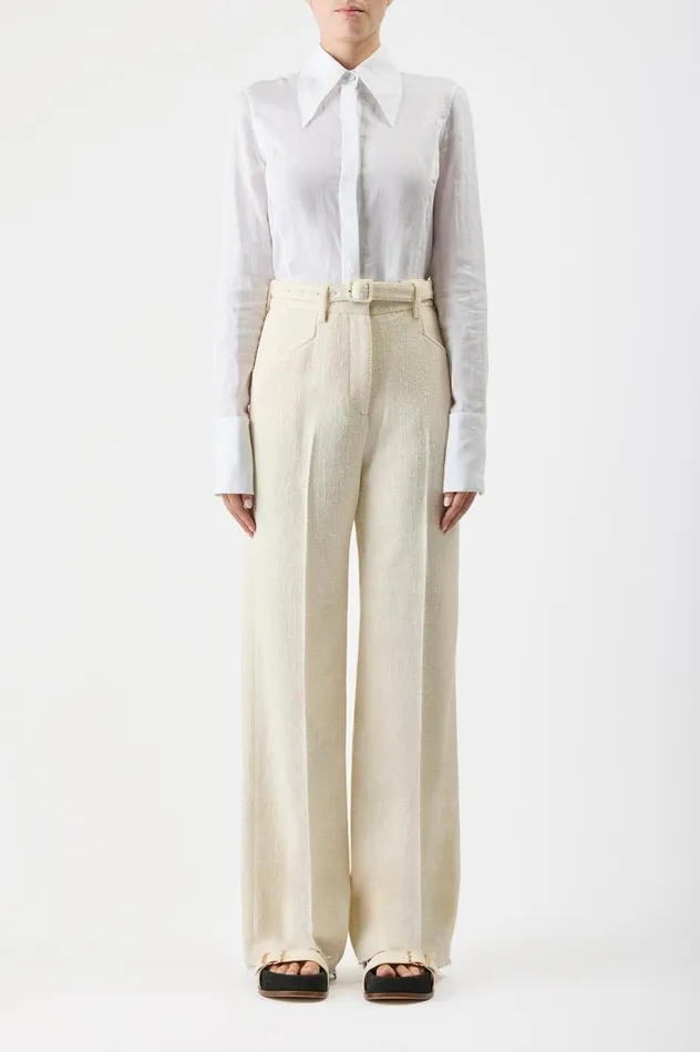 Women Suits Gabriela Hearst Albruna Shirt In White Aloe Linen