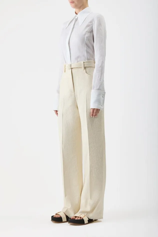 Women Suits Gabriela Hearst Albruna Shirt In White Aloe Linen