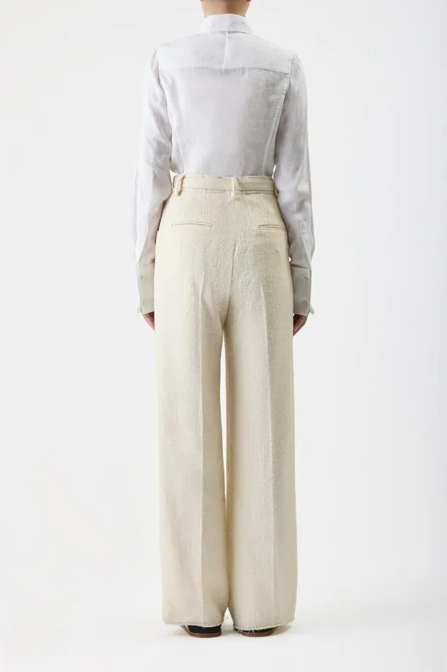 Women Suits Gabriela Hearst Albruna Shirt In White Aloe Linen