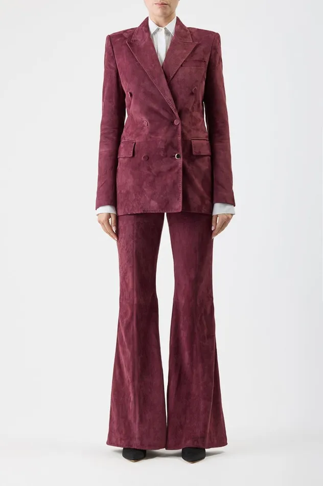 Women Suits Gabriela Hearst Gavin Blazer In Deep Bordeaux Suede