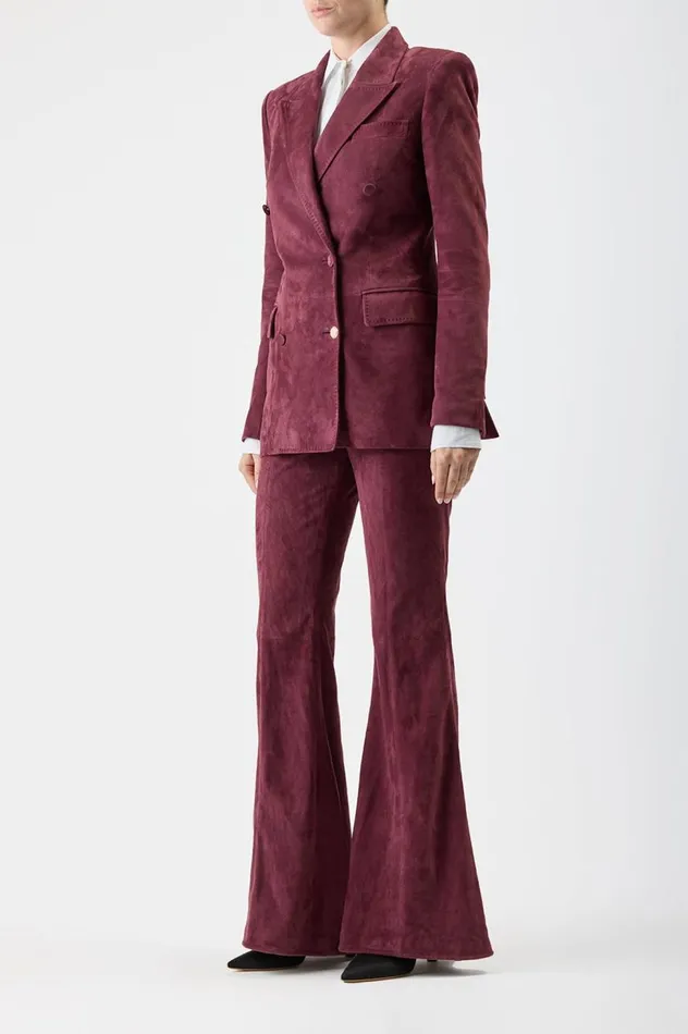 Women Suits Gabriela Hearst Gavin Blazer In Deep Bordeaux Suede