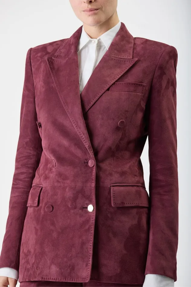 Women Suits Gabriela Hearst Gavin Blazer In Deep Bordeaux Suede
