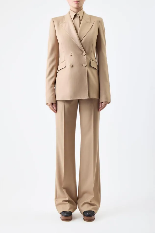 Women Suits Gabriela Hearst Stephanie Blazer In Camel Virgin Wool Twill