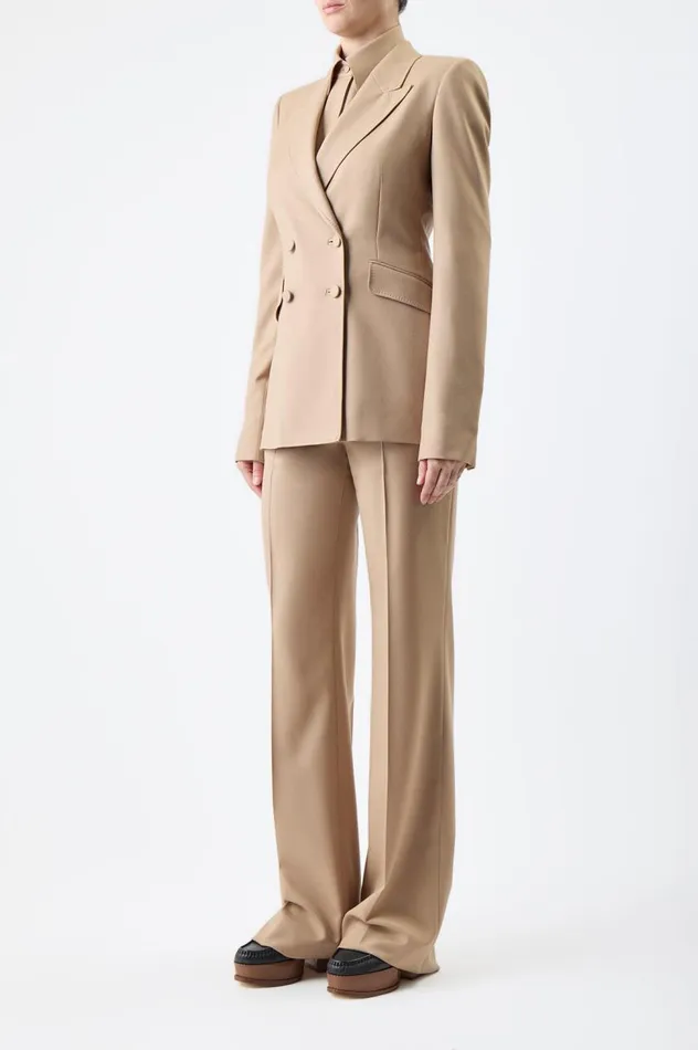 Women Suits Gabriela Hearst Stephanie Blazer In Camel Virgin Wool Twill