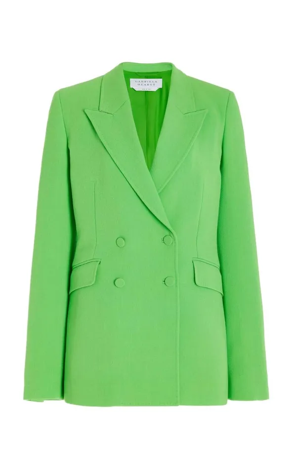 Women Suits Gabriela Hearst Stephanie Blazer In Fluorescent Green Virgin Wool Crepe