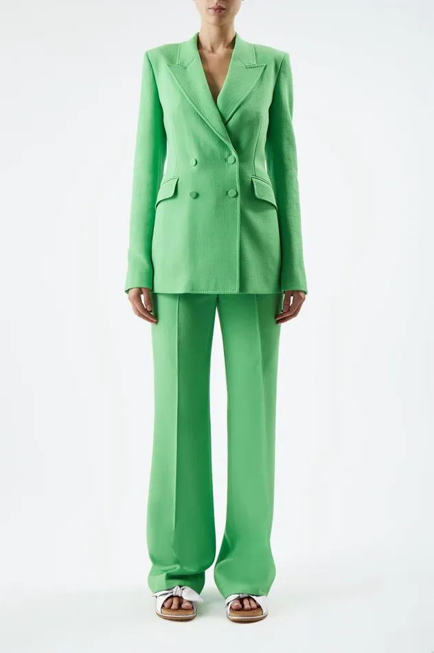 Women Suits Gabriela Hearst Stephanie Blazer In Fluorescent Green Virgin Wool Crepe