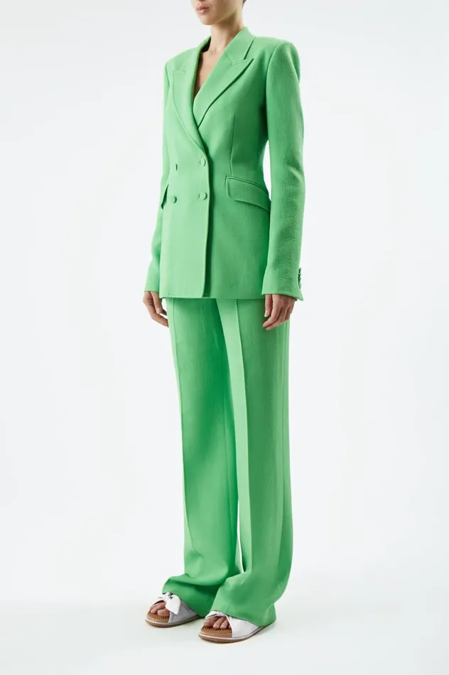 Women Suits Gabriela Hearst Stephanie Blazer In Fluorescent Green Virgin Wool Crepe