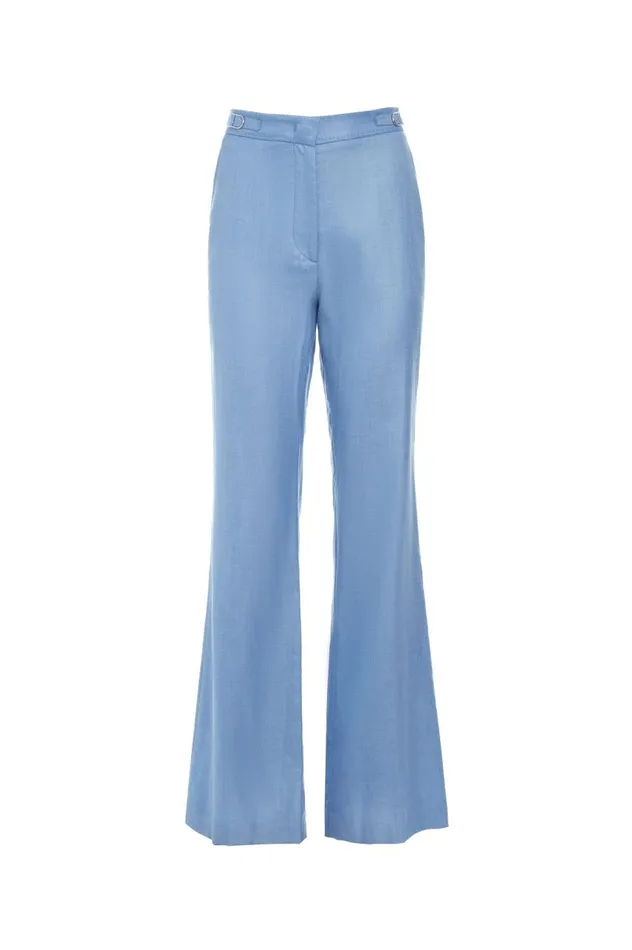 Women Suits Gabriela Hearst Vesta Pant In Light Blue Virgin Wool And Silk Linen Twill