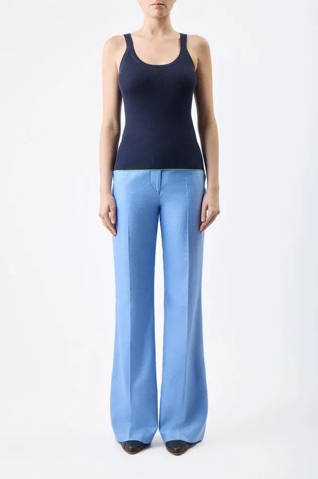 Women Suits Gabriela Hearst Vesta Pant In Light Blue Virgin Wool And Silk Linen Twill