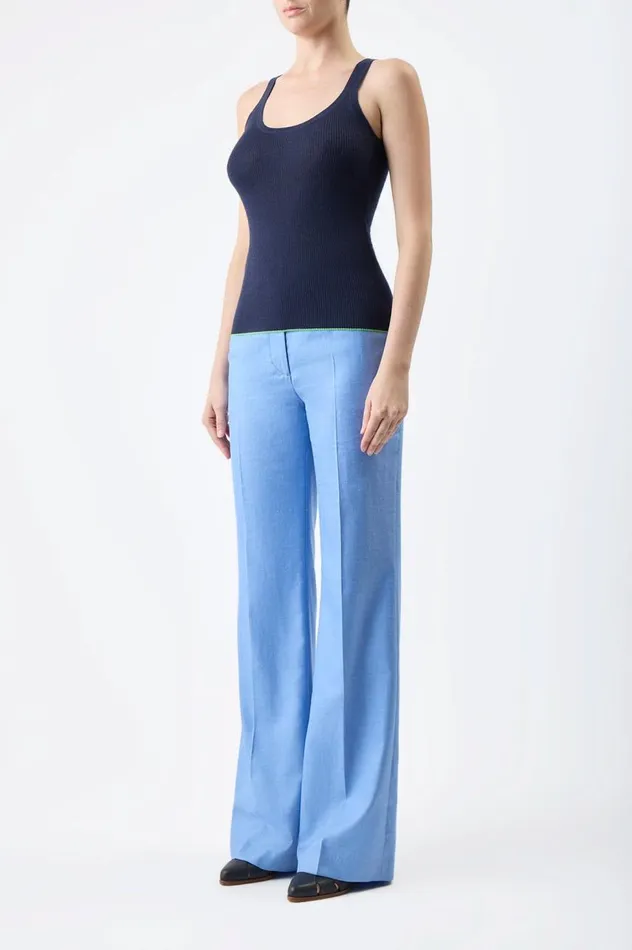 Women Suits Gabriela Hearst Vesta Pant In Light Blue Virgin Wool And Silk Linen Twill