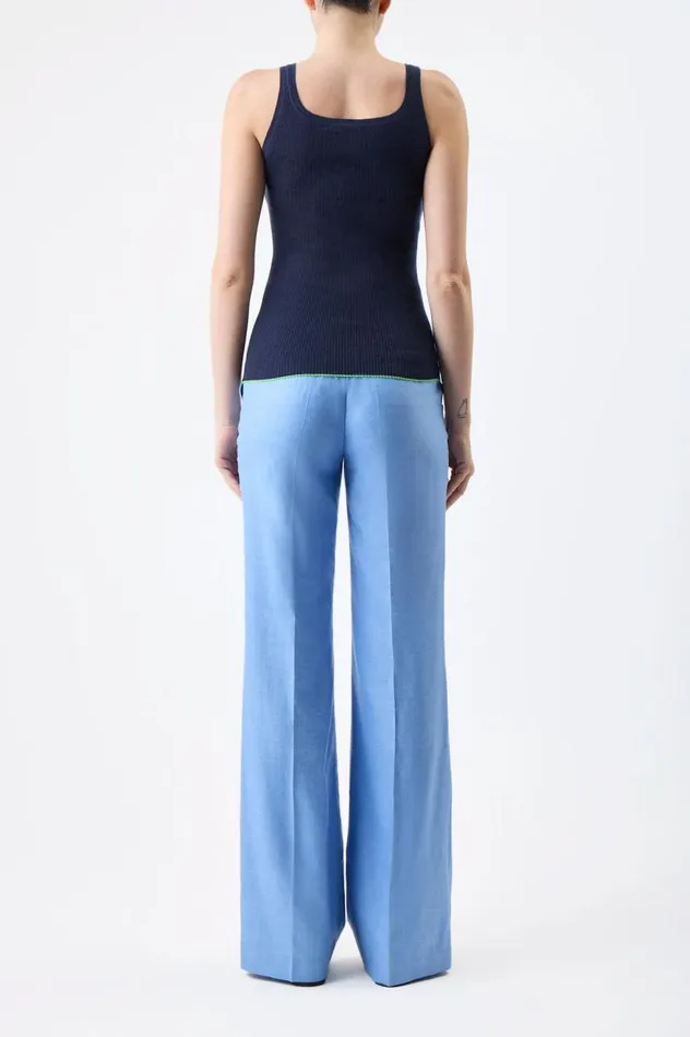 Women Suits Gabriela Hearst Vesta Pant In Light Blue Virgin Wool And Silk Linen Twill
