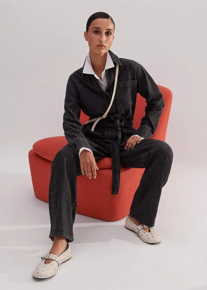 Women Supersoft Denim Jumpsuit Charcoal MEEM