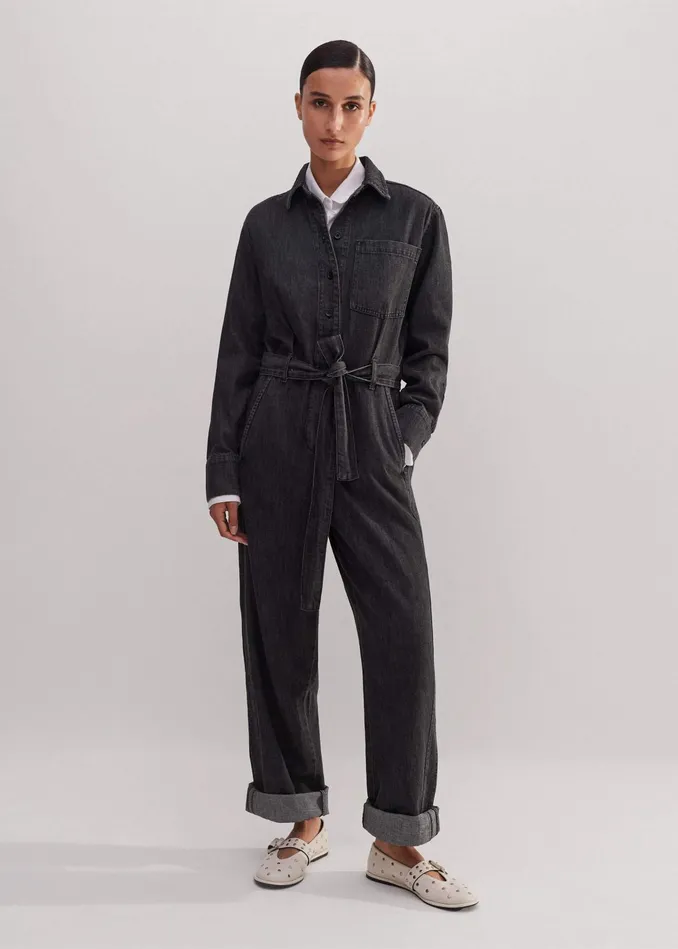 Women Supersoft Denim Jumpsuit Charcoal MEEM