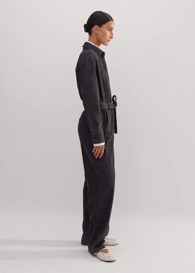 Women Supersoft Denim Jumpsuit Charcoal MEEM