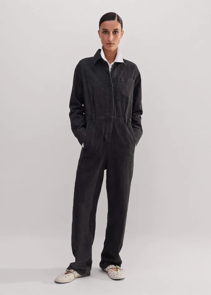 Women Supersoft Denim Jumpsuit Charcoal MEEM