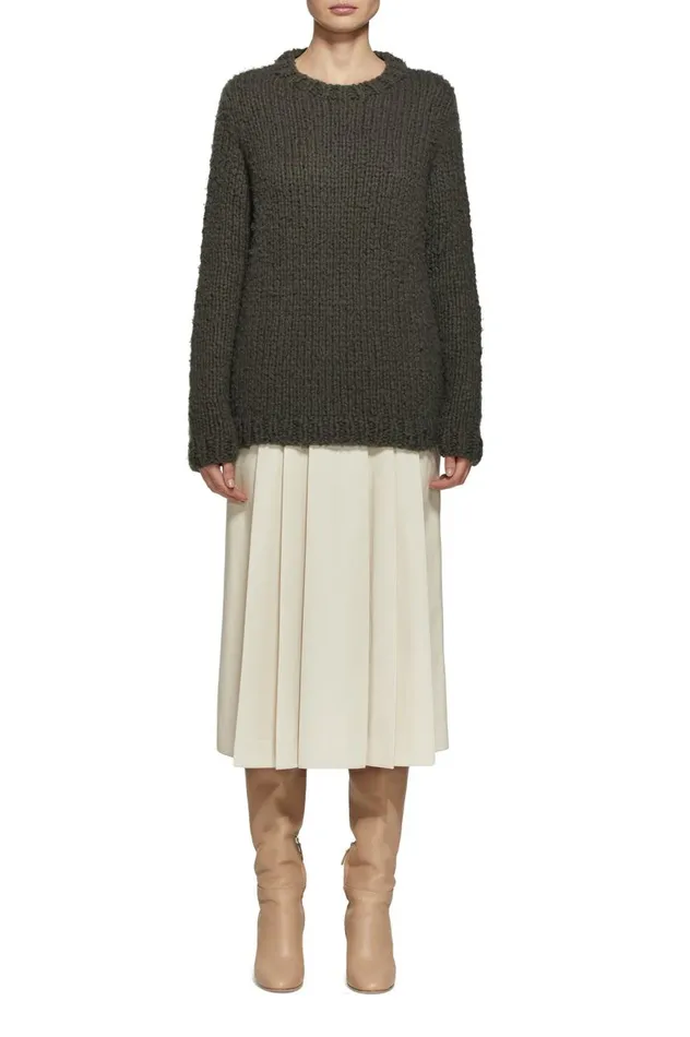 Women Sweaters and Turtlenecks Gabriela Hearst Lawrence Knit Sweater In Olive Welfat Cashmere