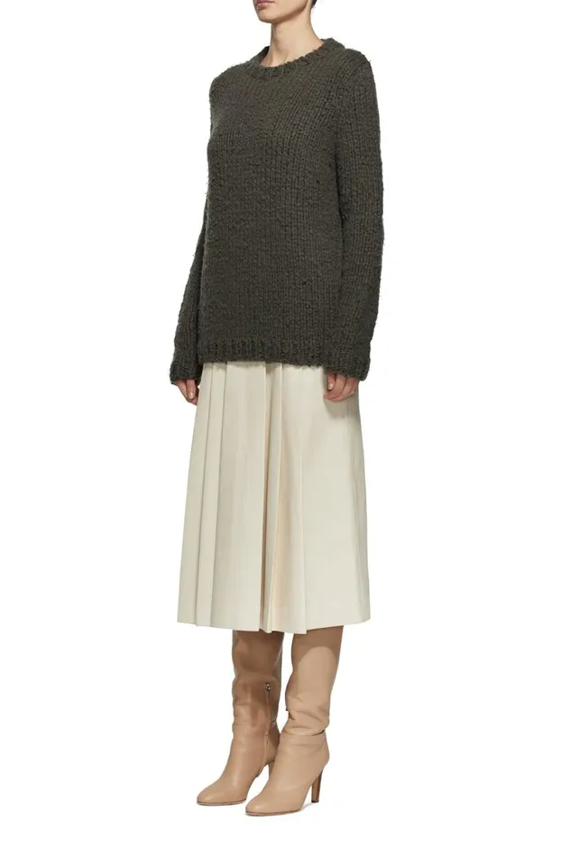 Women Sweaters and Turtlenecks Gabriela Hearst Lawrence Knit Sweater In Olive Welfat Cashmere