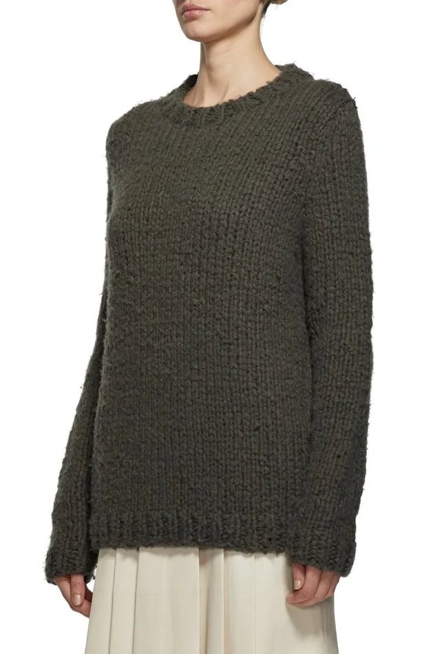 Women Sweaters and Turtlenecks Gabriela Hearst Lawrence Knit Sweater In Olive Welfat Cashmere