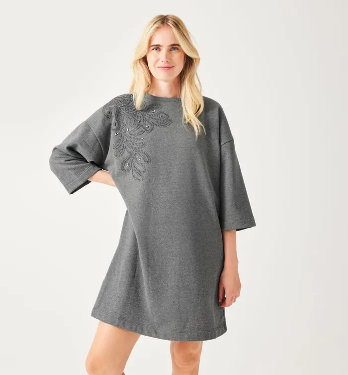 Women Sweatshirt Dress 8211 Light Grey Promod Dresses