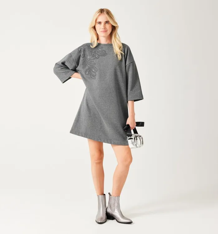 Women Sweatshirt Dress 8211 Light Grey Promod Dresses Women Sweatshirt Dress 8211 Light Grey Promod Dresses