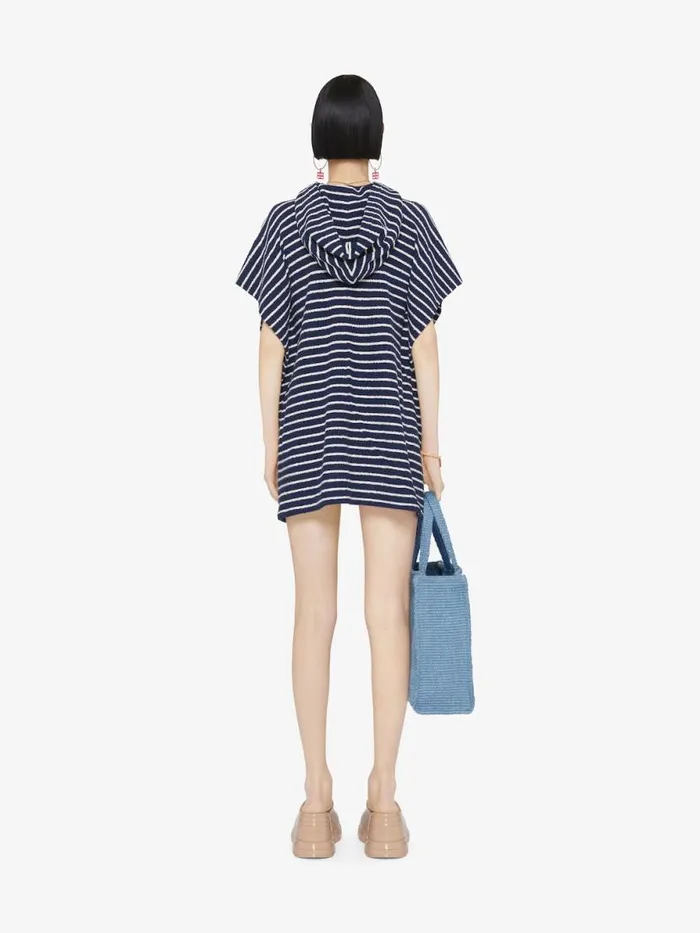 Women Sweatshirts and Hoodies Givenchy Striped Poncho In Cotton Towelling With 4G Detail Navynatural