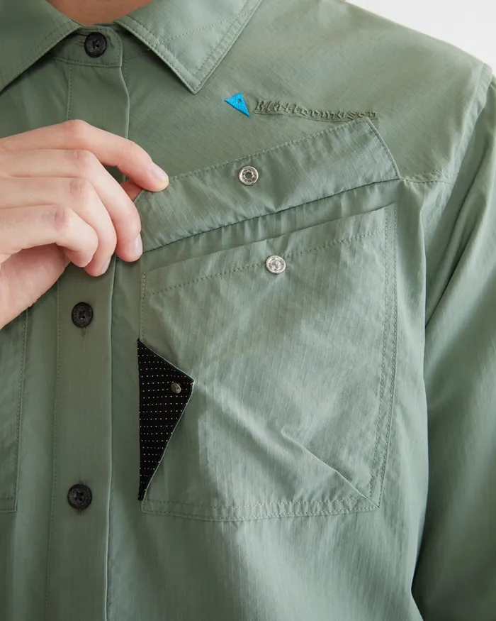 Women Syn Long Sleeve Shirt Juniper Green Klttermusen Shirts