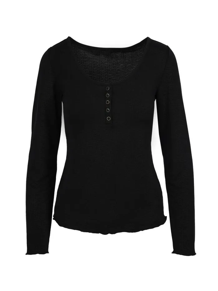 Women Tahani Henley Top In Anthracite Jessica Simpson Tops and Tees