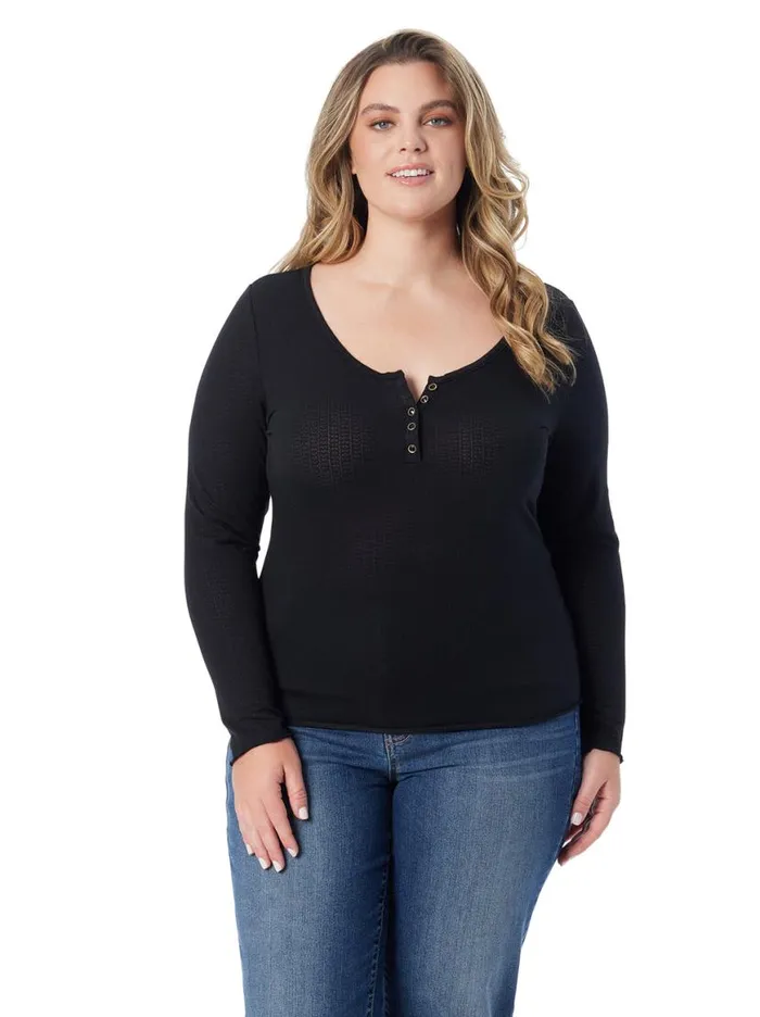 Women Tahani Henley Top In Anthracite Jessica Simpson Tops and Tees