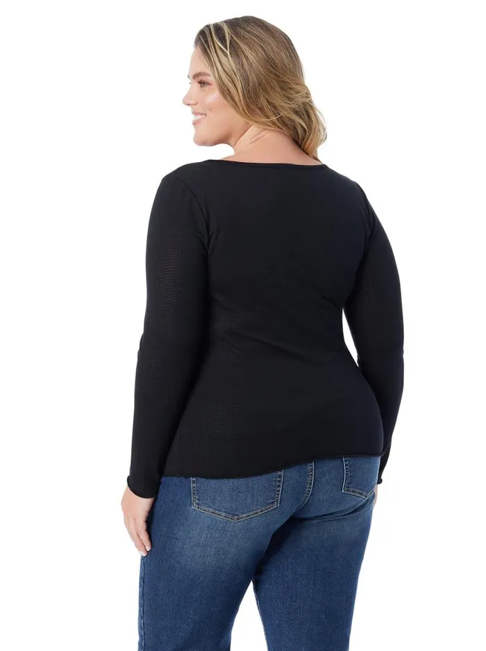 Women Tahani Henley Top In Anthracite Jessica Simpson Tops and Tees