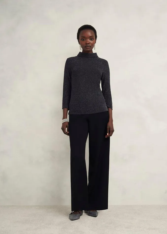 Women Tali Sparkle Top Black Silver Hobbs Tops