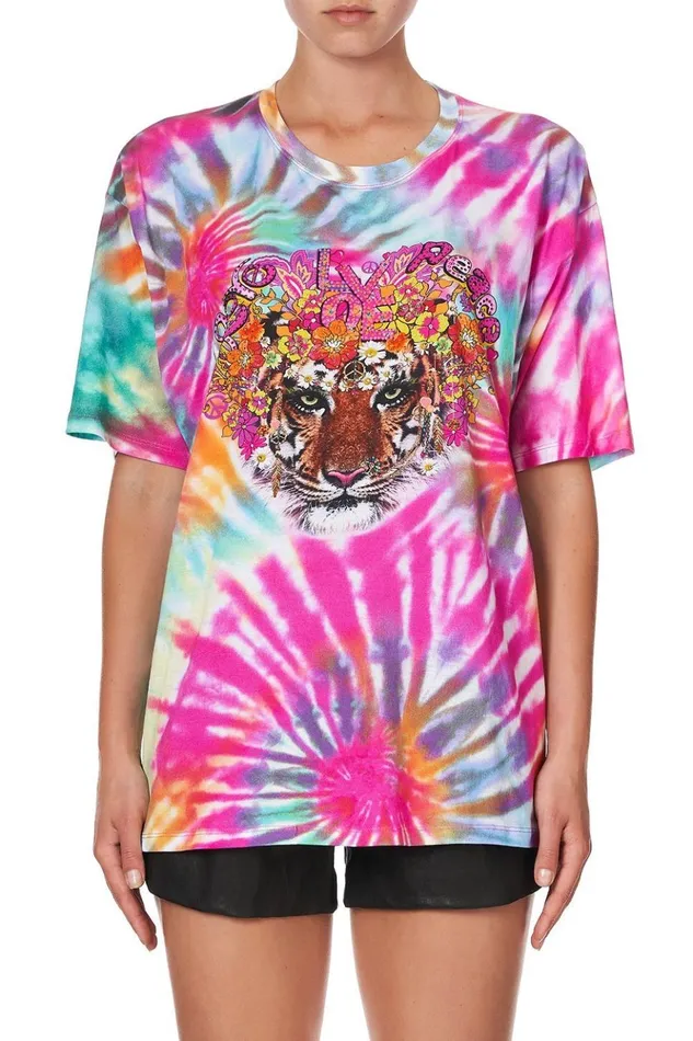 Women Tees Camilla Oversize TieDye Band Tee Let The Sun Shine